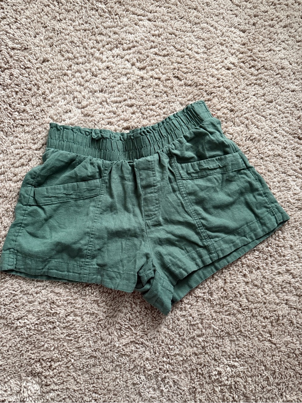 a new day Olive Green High-Waist Linen-Blend Shorts